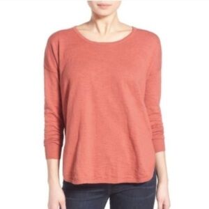 Madewell Long Sleeve cotton nylon top in coral​​​